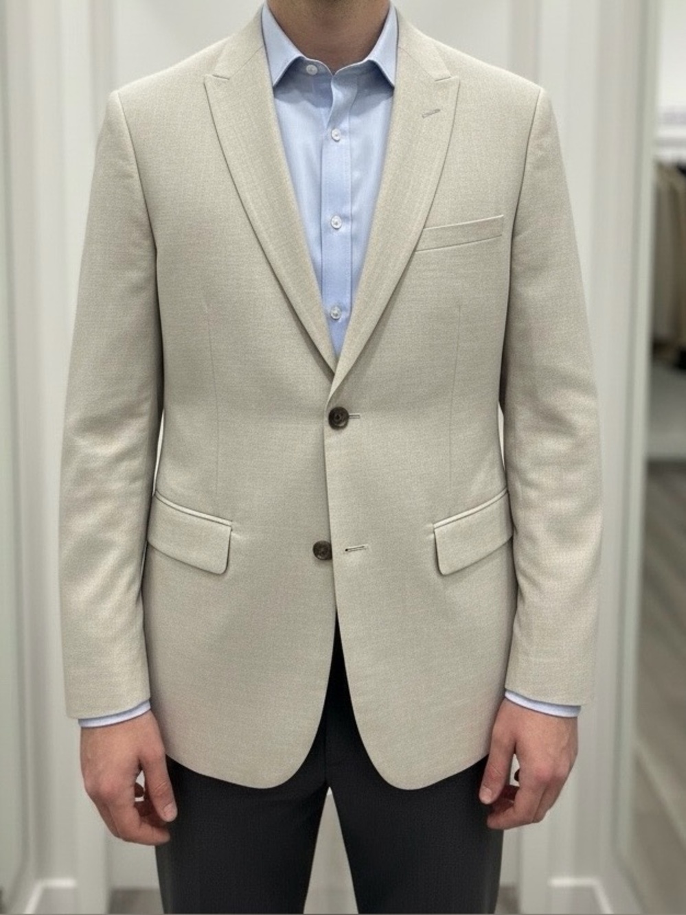NWT  Topman Slim 42R Beige Linen Look 2- Button Single Breasted Blazer